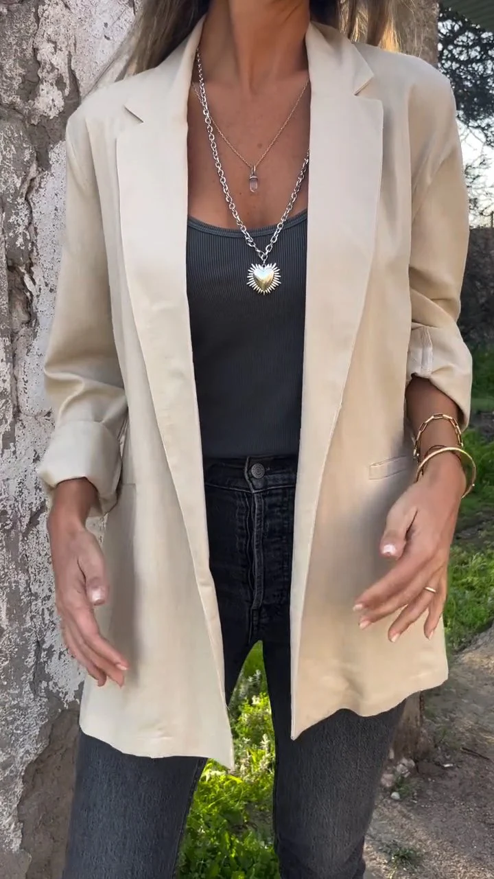 Lapel Long Sleeve Blazer